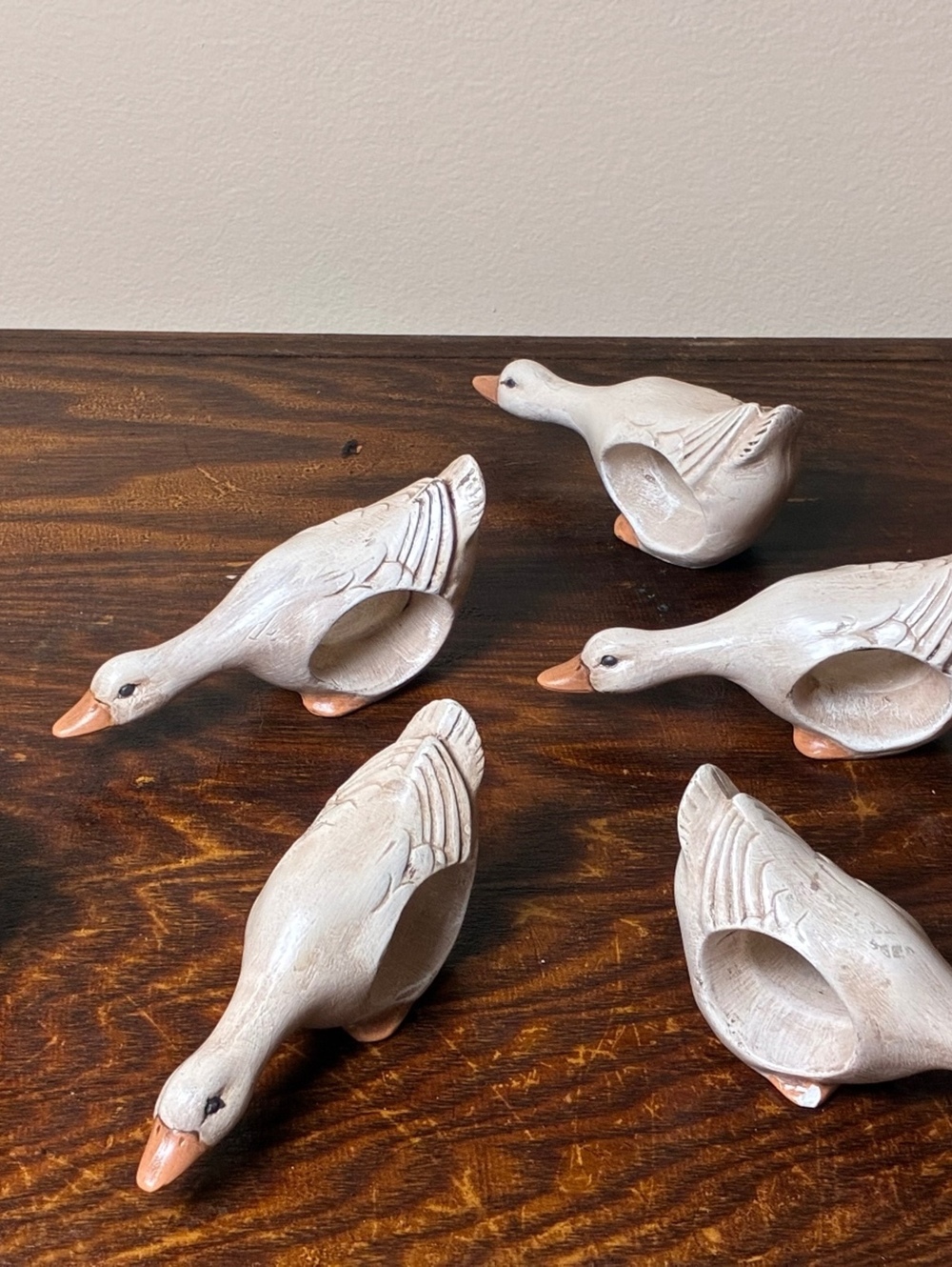 Set of 6 Vintage Ceramic Goose napkin rings
